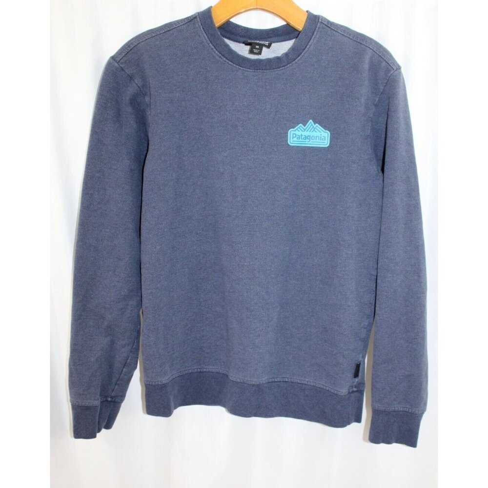 Patagonia Mens Blue Organic Cotton Range Station Midweight Crew Sweatshirt XS